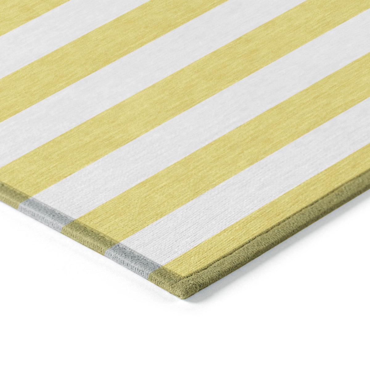2' X 8' Yellow and White Striped Washable Indoor Outdoor Runner Rug W2B