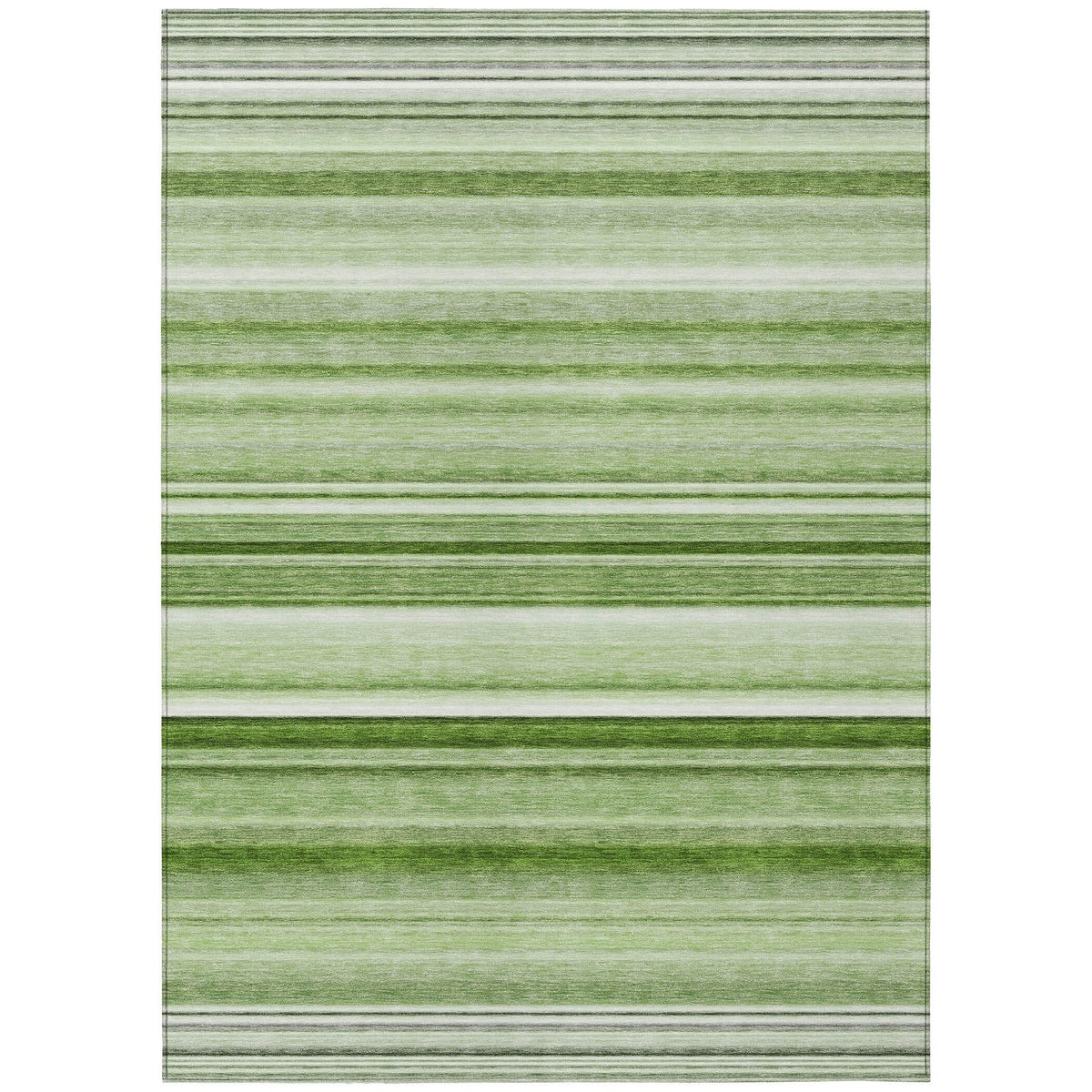 3' X 5' Artichoke Green Striped Washable Non Skid Indoor Outdoor Area Rug W2B