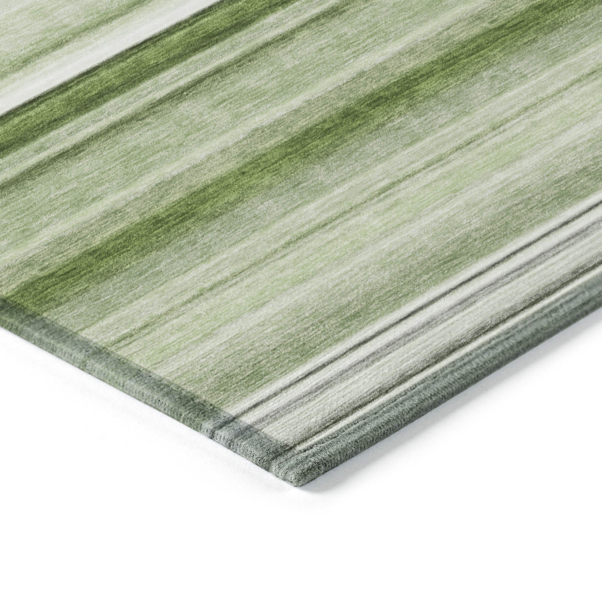 3' X 5' Artichoke Green Striped Washable Non Skid Indoor Outdoor Area Rug W2B