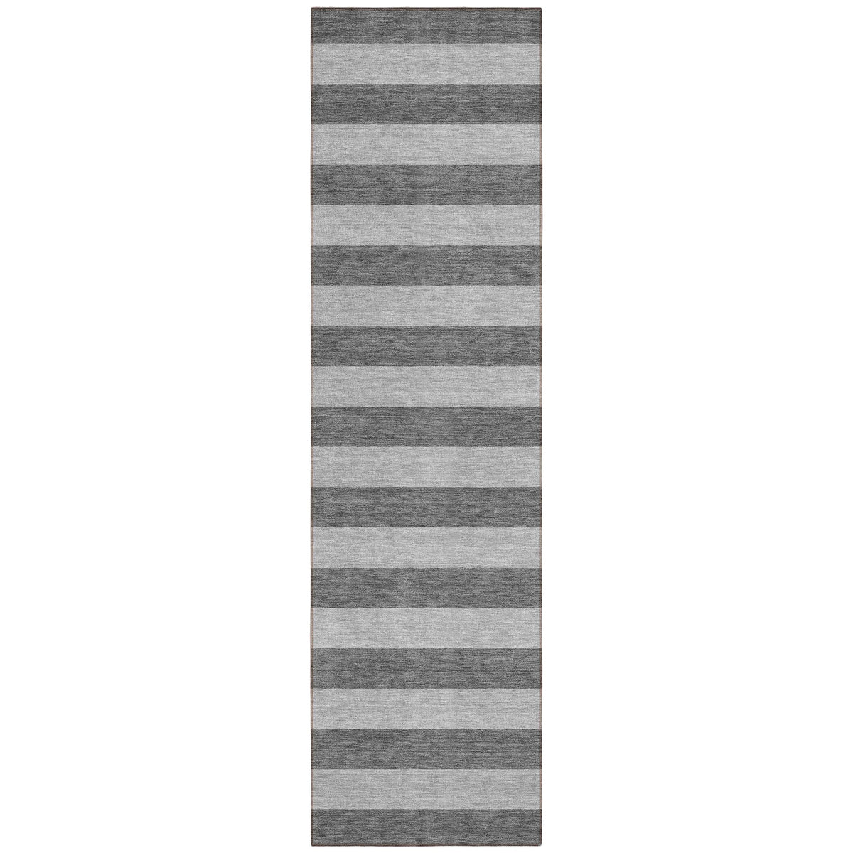 8' Runner Gray and White Striped Washable Non Skid Indoor Outdoor Runner Rug W2B