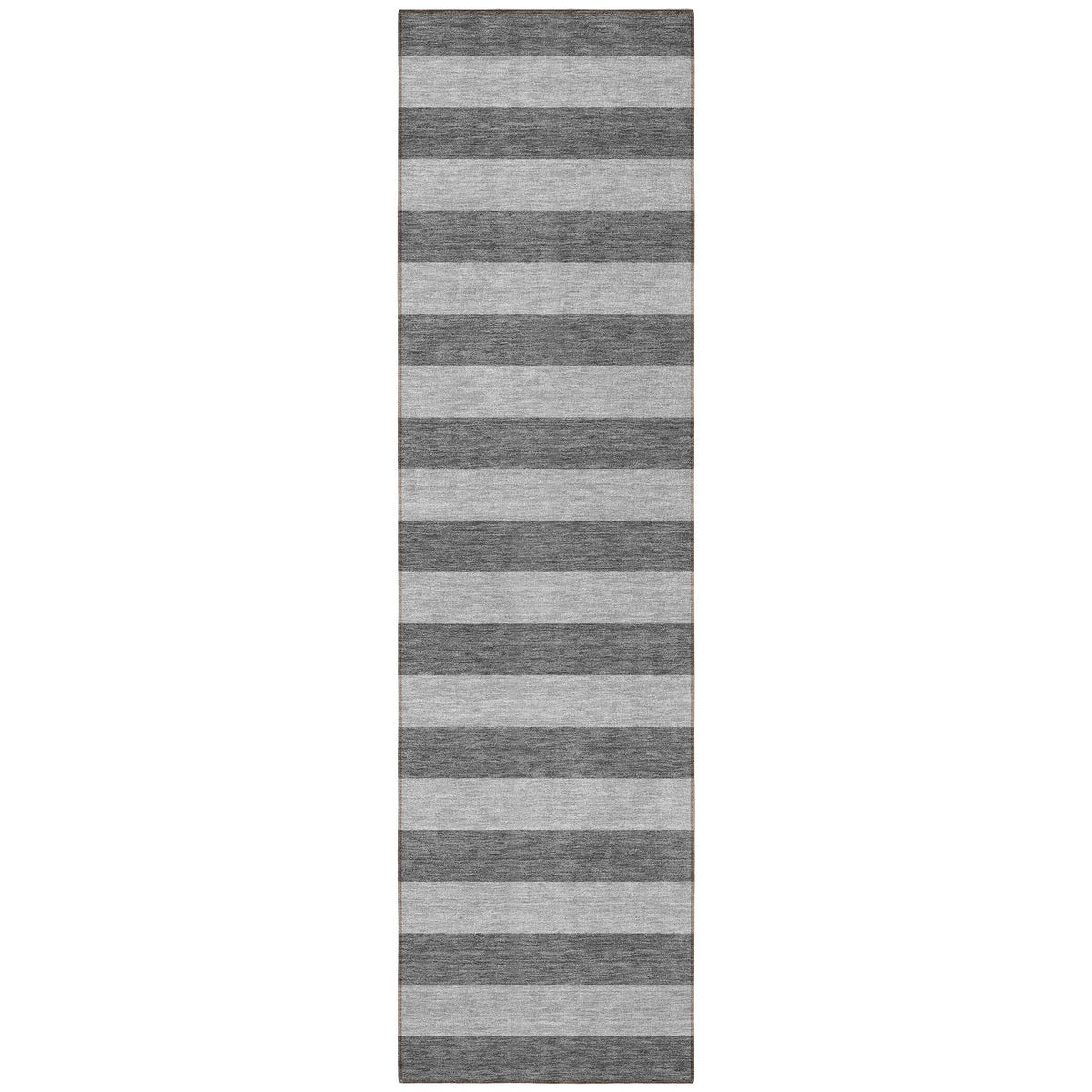 8' Runner Gray and White Striped Washable Non Skid Indoor Outdoor Runner Rug W2B