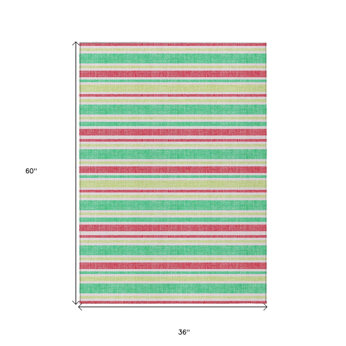 3' X 5' Green Striped Washable Non Skid Indoor Outdoor Area Rug W2B
