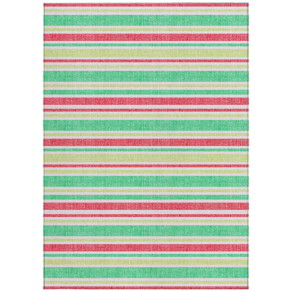 3' X 5' Green Striped Washable Non Skid Indoor Outdoor Area Rug W2B