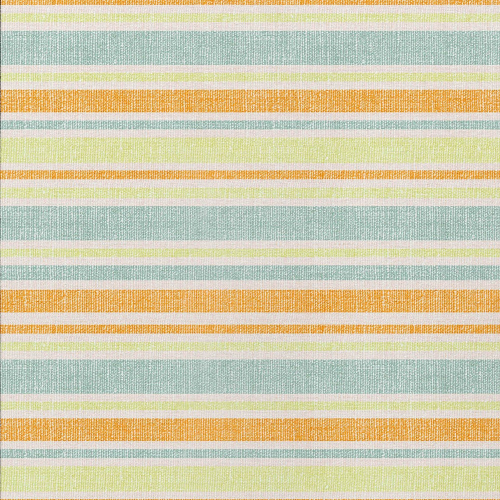 3' X 5' Orange Striped Washable Non Skid Indoor Outdoor Area Rug W2B
