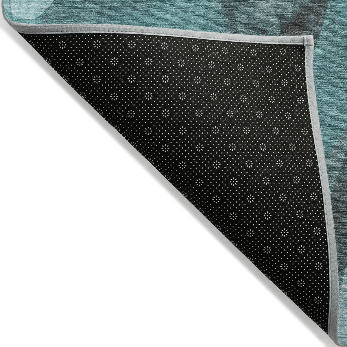 3' X 5' Teal Abstract Washable Non Skid Indoor Outdoor Area Rug W2B