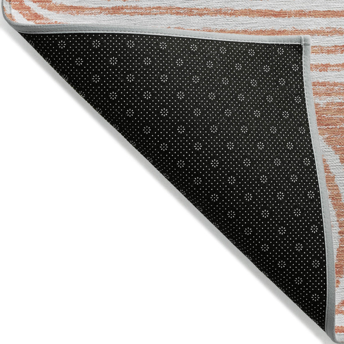 3' X 5' Orange and Ivory Abstract Washable Non Skid Indoor Outdoor Area Rug W2B