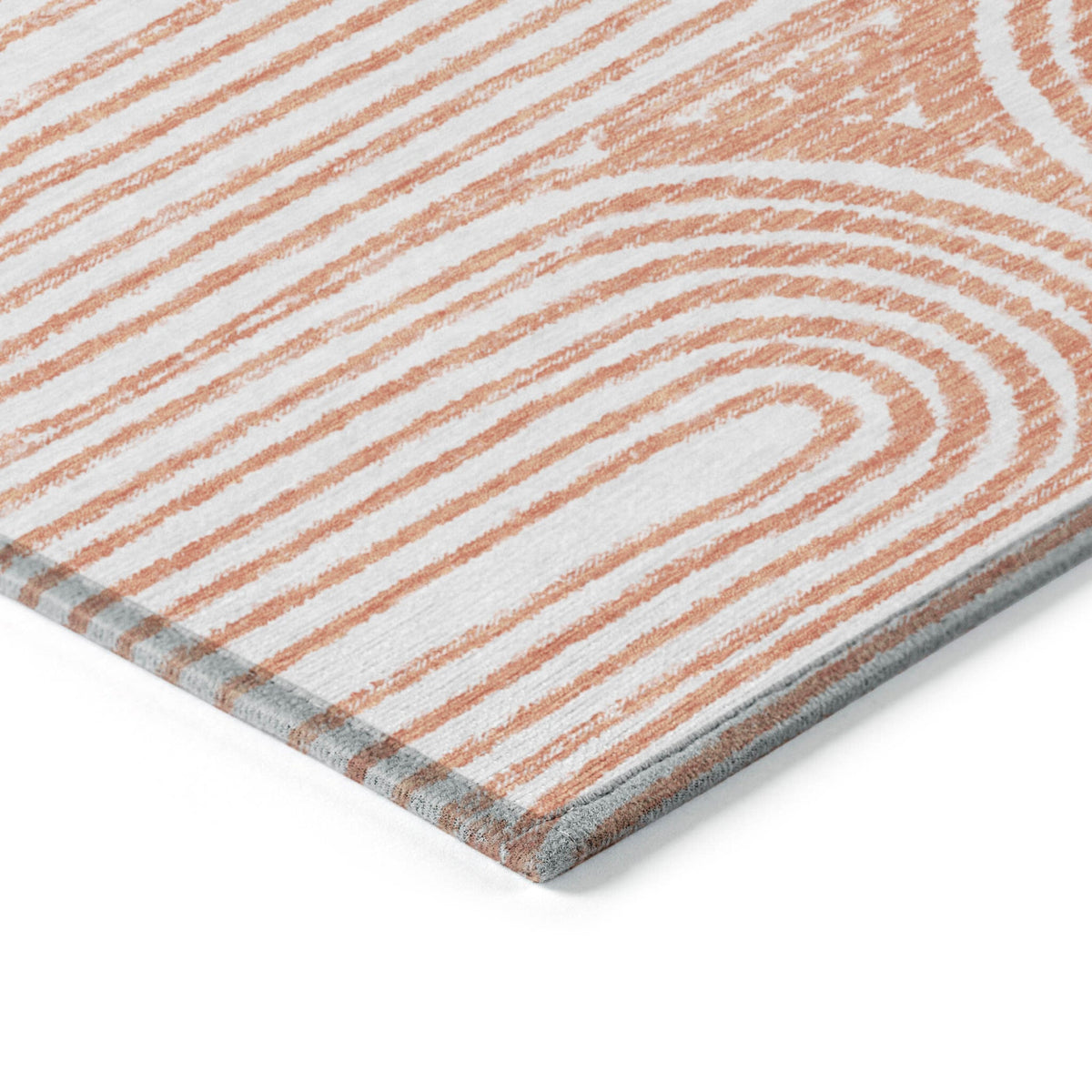 3' X 5' Orange and Ivory Abstract Washable Non Skid Indoor Outdoor Area Rug W2B