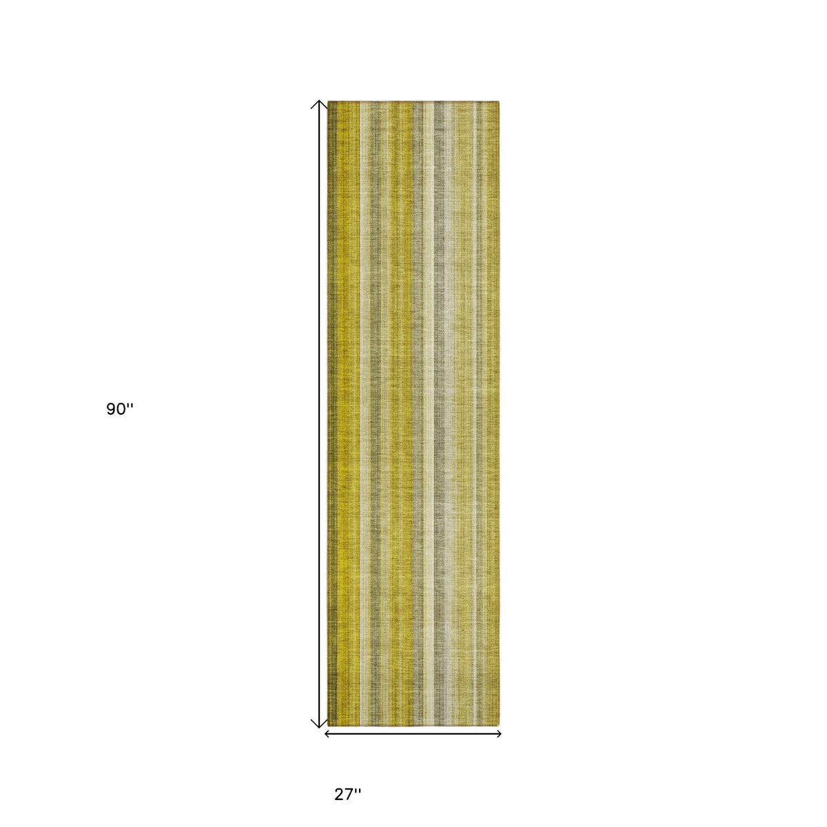 2' X 8' Gold Striped Washable Non Skid Indoor Outdoor Runner Rug W2B