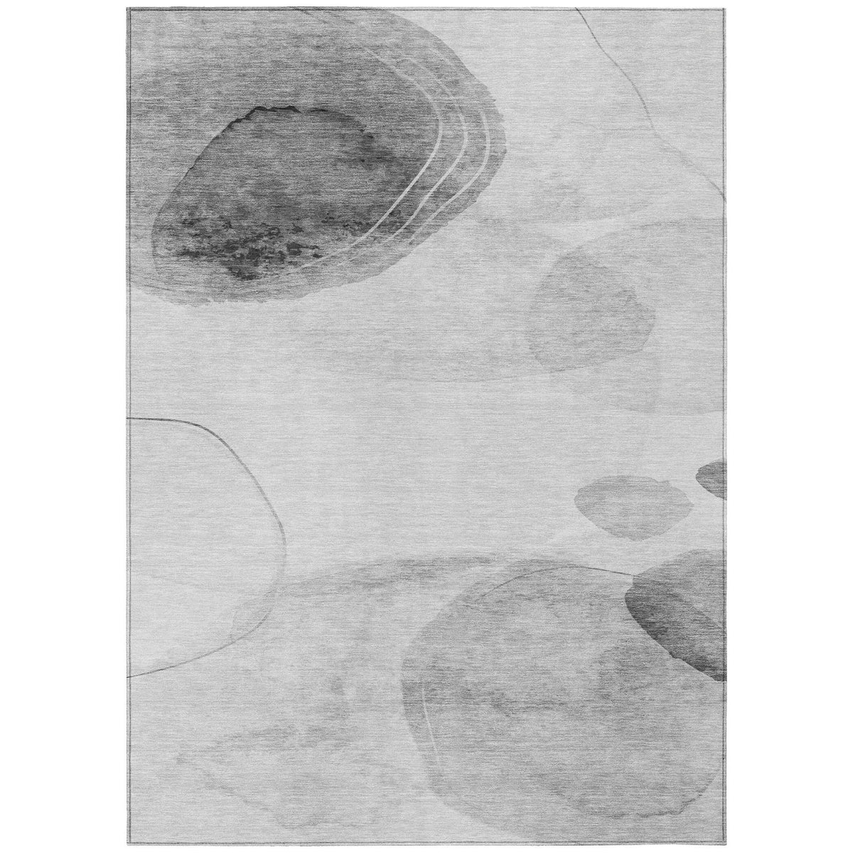 3' X 5' Gray and Light Gray Abstract Washable Non Skid Indoor Outdoor Area Rug W2B