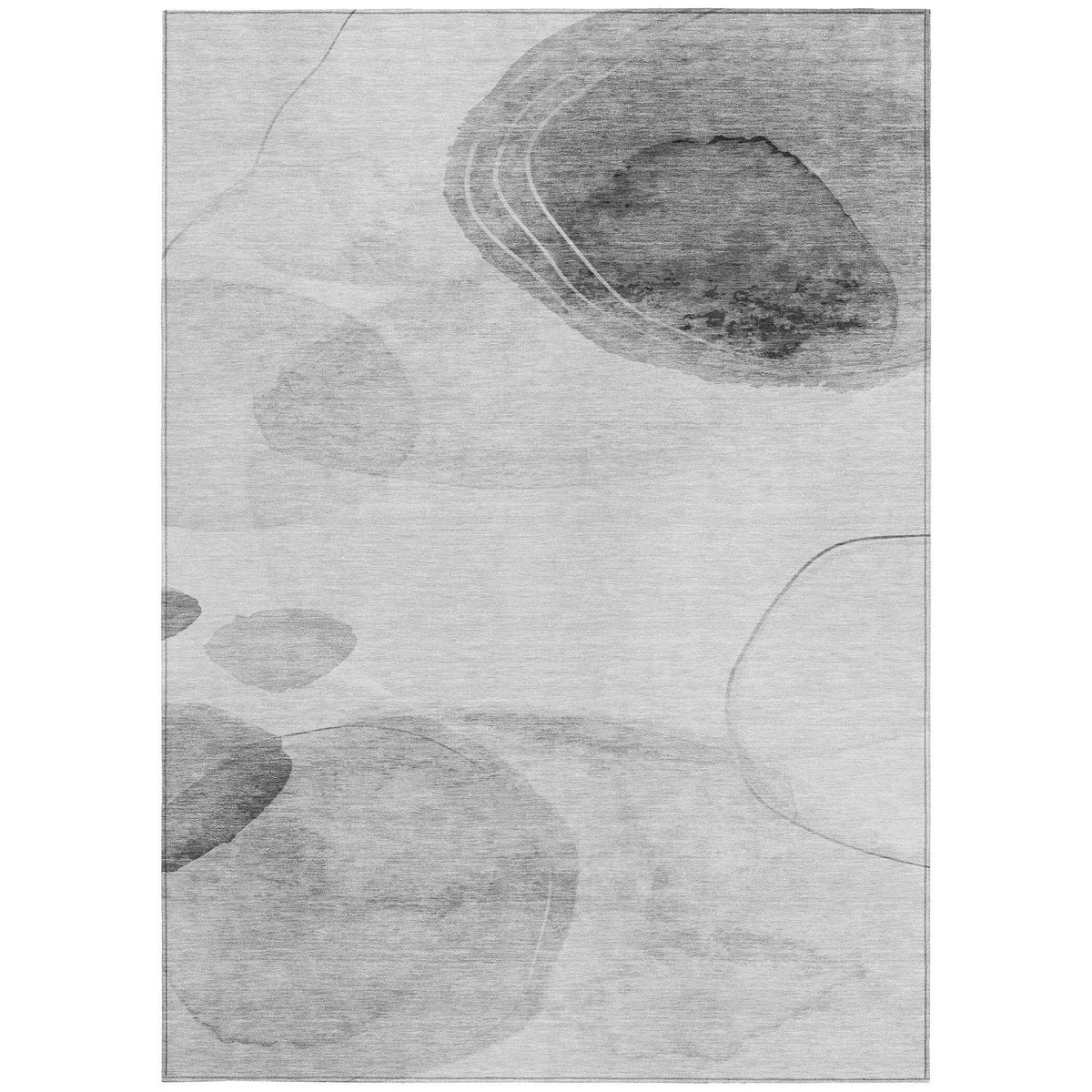 3' X 5' Gray and Light Gray Abstract Washable Non Skid Indoor Outdoor Area Rug W2B