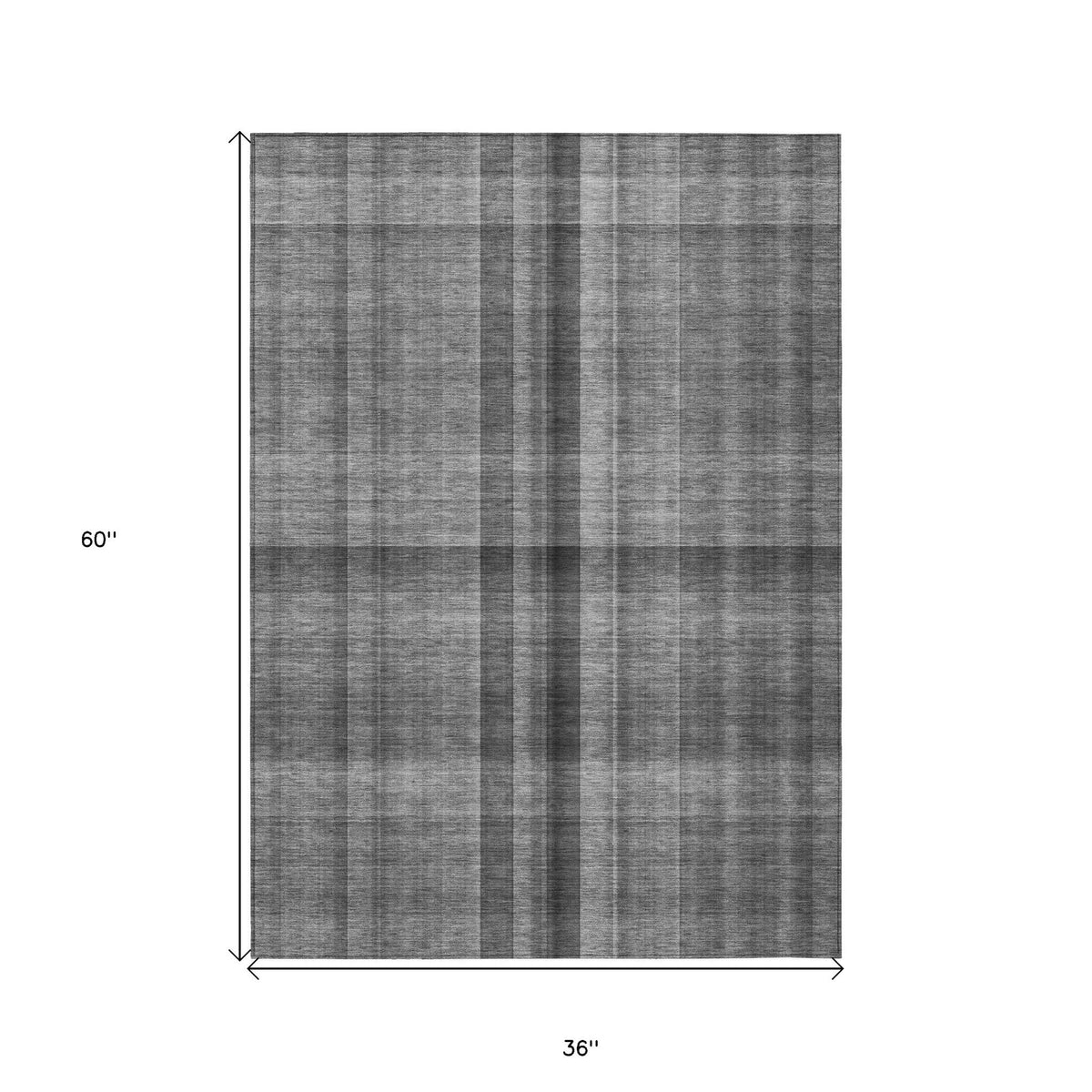 3' X 5' Gray Plaid Washable Non Skid Indoor Outdoor Area Rug W2B