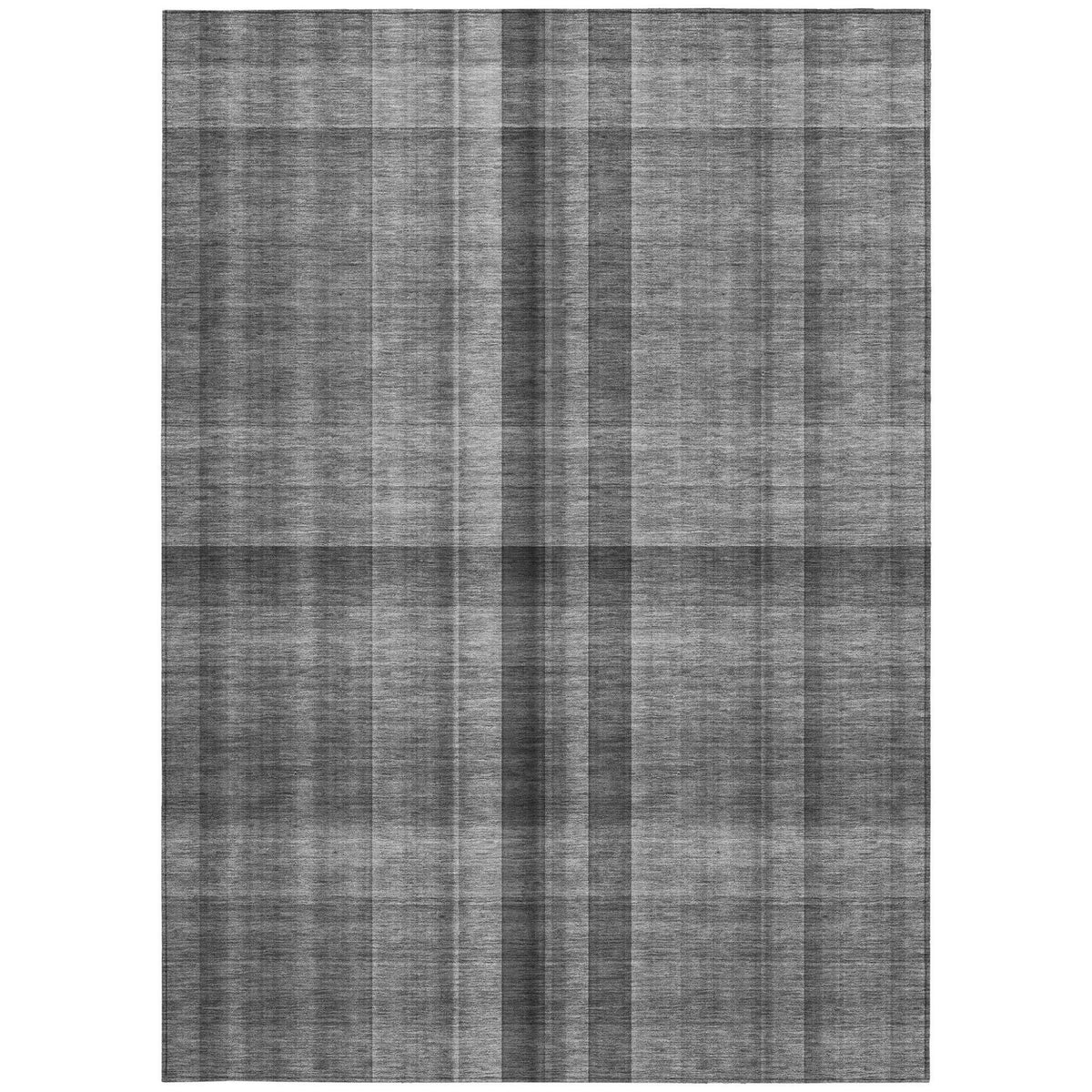 3' X 5' Gray Plaid Washable Non Skid Indoor Outdoor Area Rug W2B