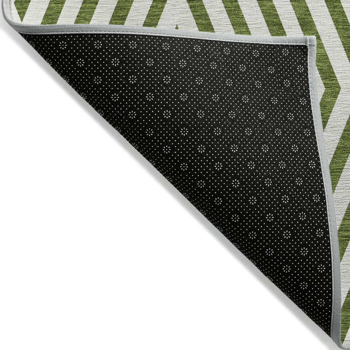 8' Runner Lime Green and White Geometric Washable Non Skid Indoor Outdoor Runner Rug W2B