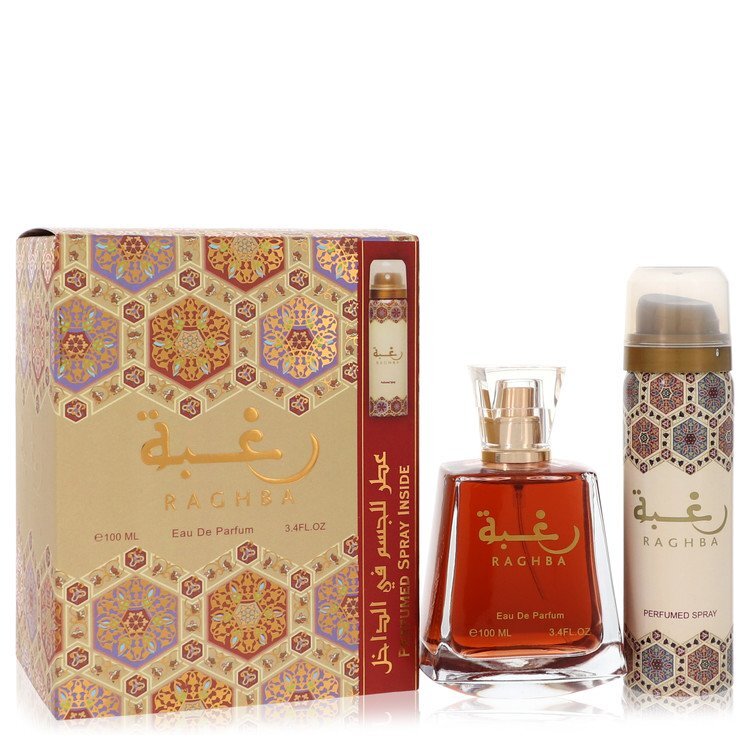 Lattafa Raghba by Lattafa Eau De Parfum Spray Plus 1.7 oz Deodorant Spray 3.4 oz (Men) W2B