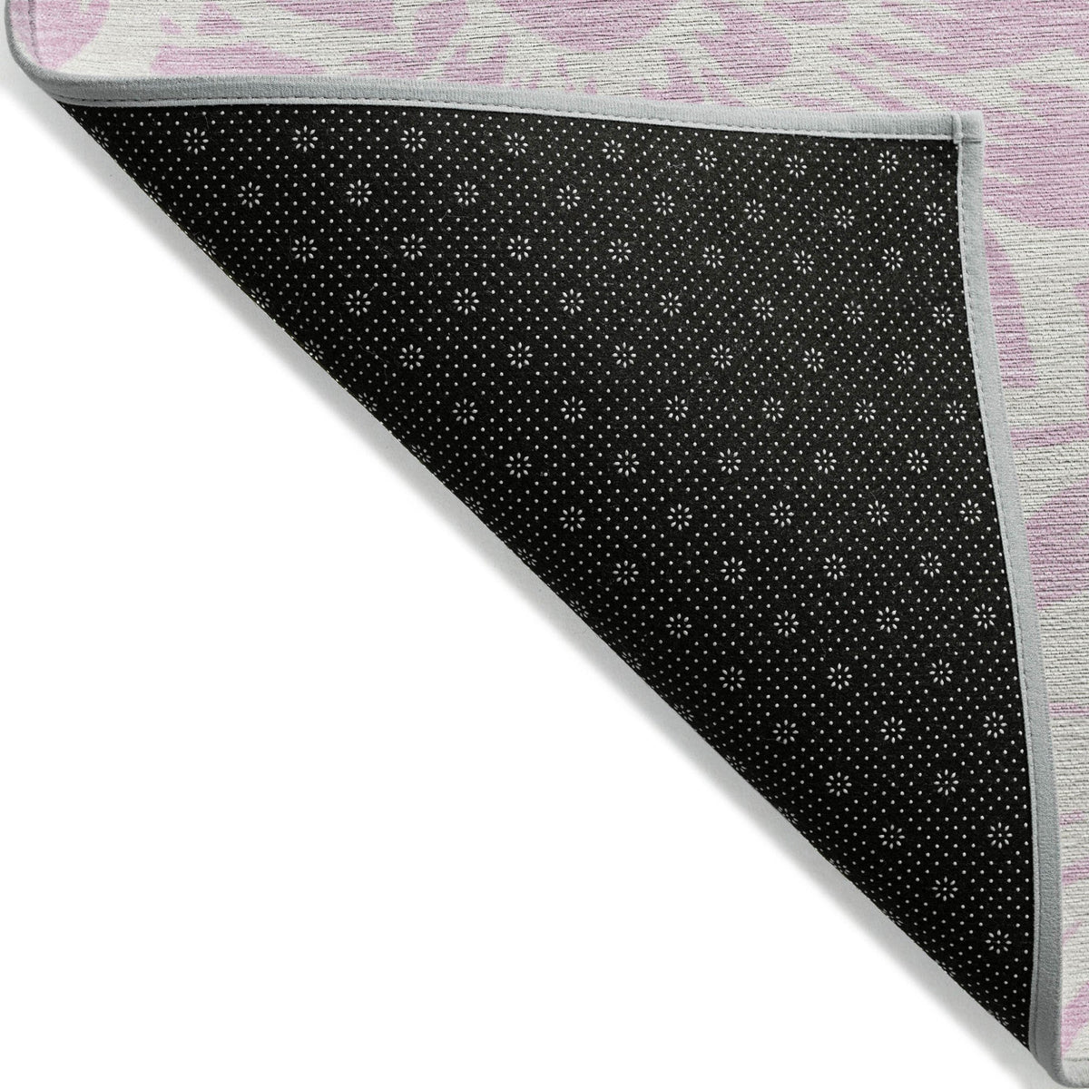 3' X 5' Pink and Ivory Floral Washable Non Skid Indoor Outdoor Area Rug W2B