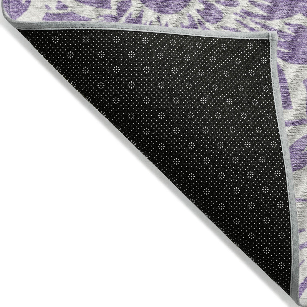 3' X 5' Purple and Ivory Floral Washable Non Skid Indoor Outdoor Area Rug W2B