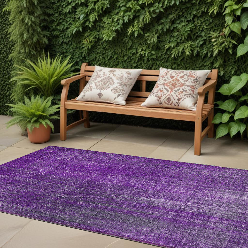 8' Runner Purple Striped Washable Non Skid Indoor Outdoor Runner Rug W2B