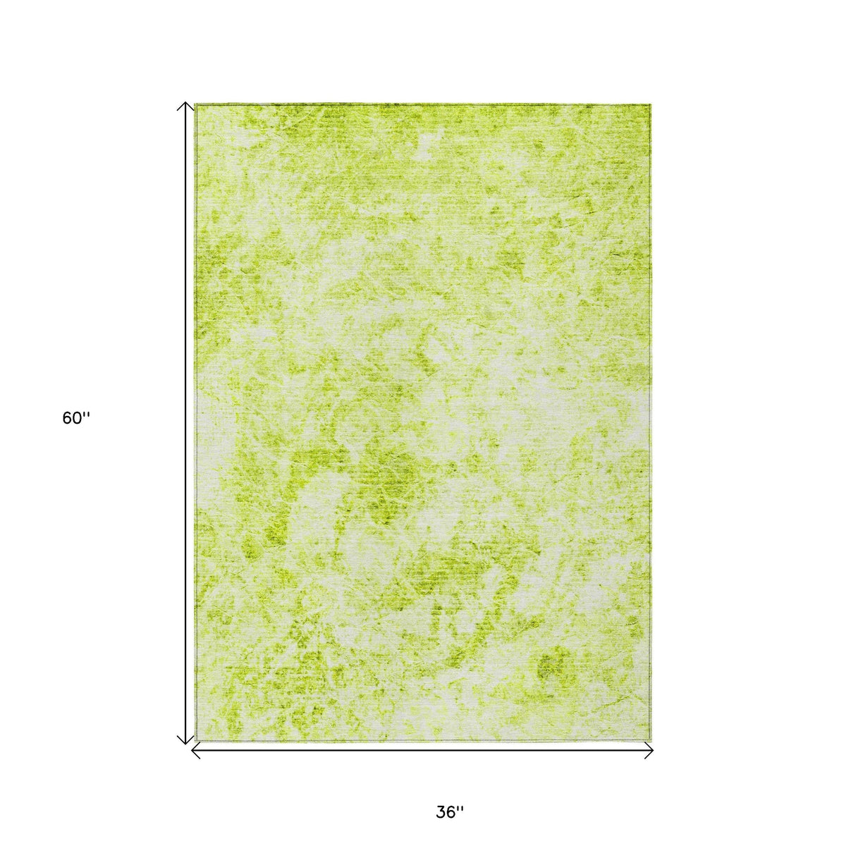3' X 5' Lime Green Abstract Washable Non Skid Indoor Outdoor Area Rug W2B