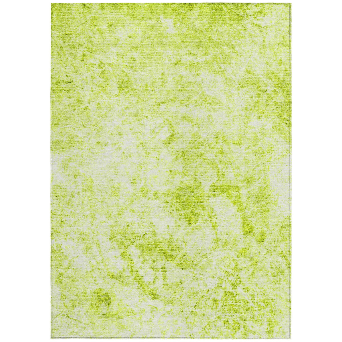 3' X 5' Lime Green Abstract Washable Non Skid Indoor Outdoor Area Rug W2B