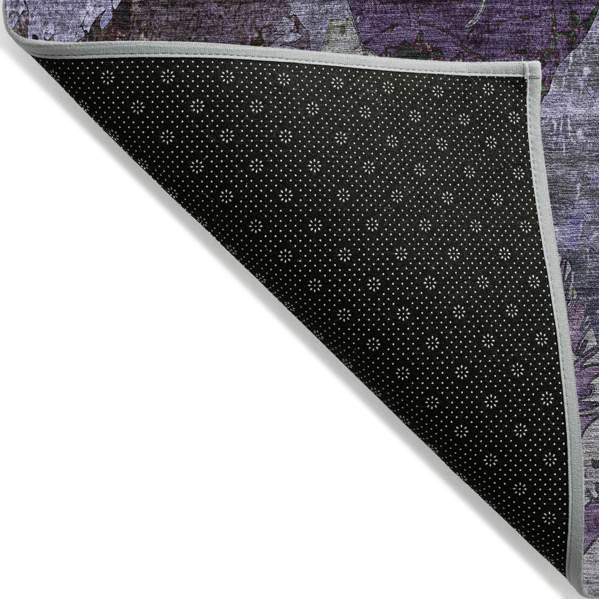 2' X 8' Purple and Green Abstract Washable Indoor Outdoor Runner Rug W2B