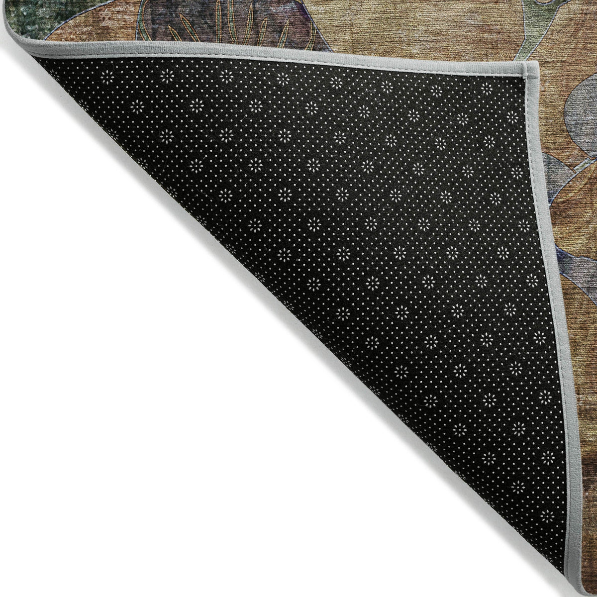 3' X 5' Beige and Blue Abstract Washable Indoor Outdoor Area Rug W2B