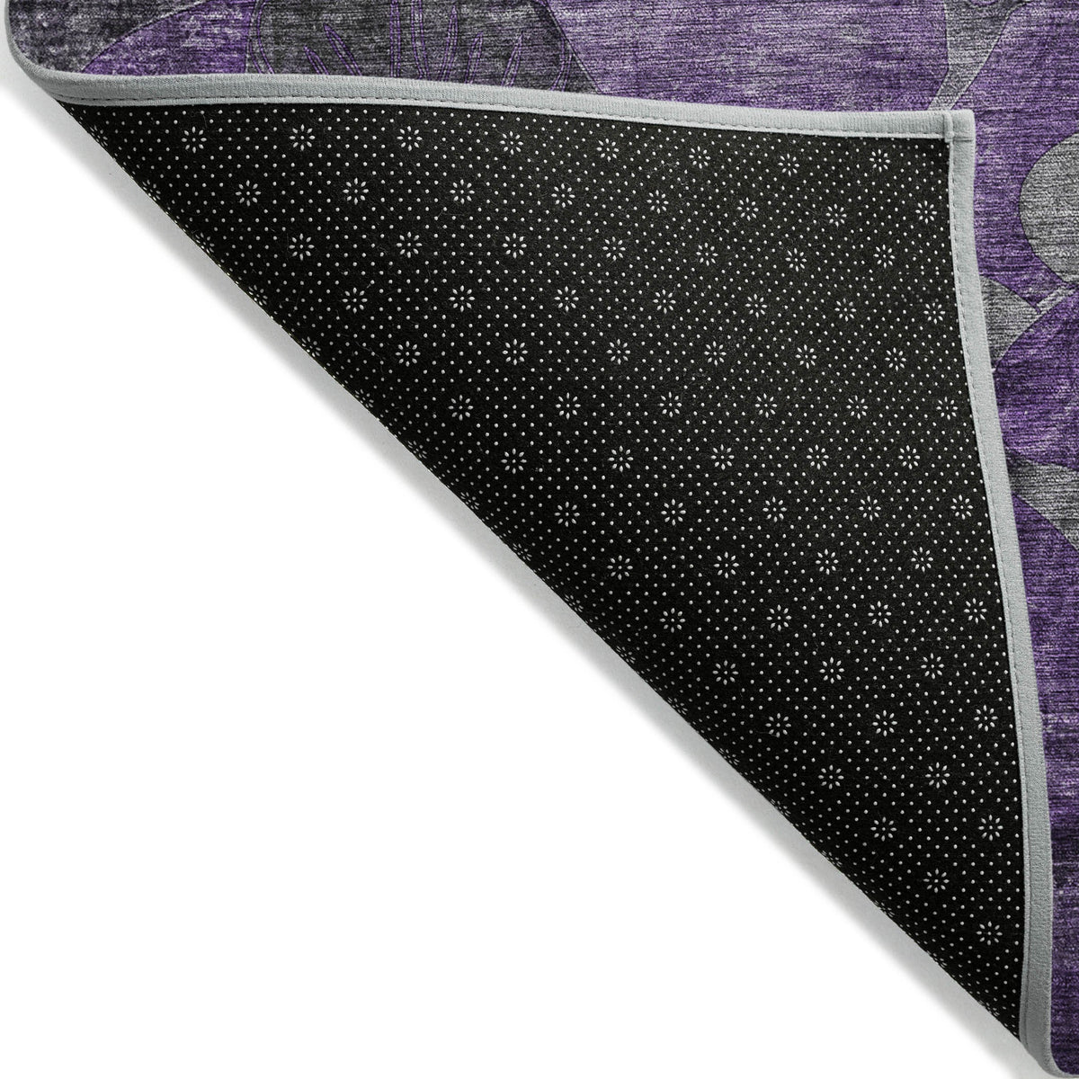 3' X 5' Purple Abstract Washable Indoor Outdoor Area Rug W2B