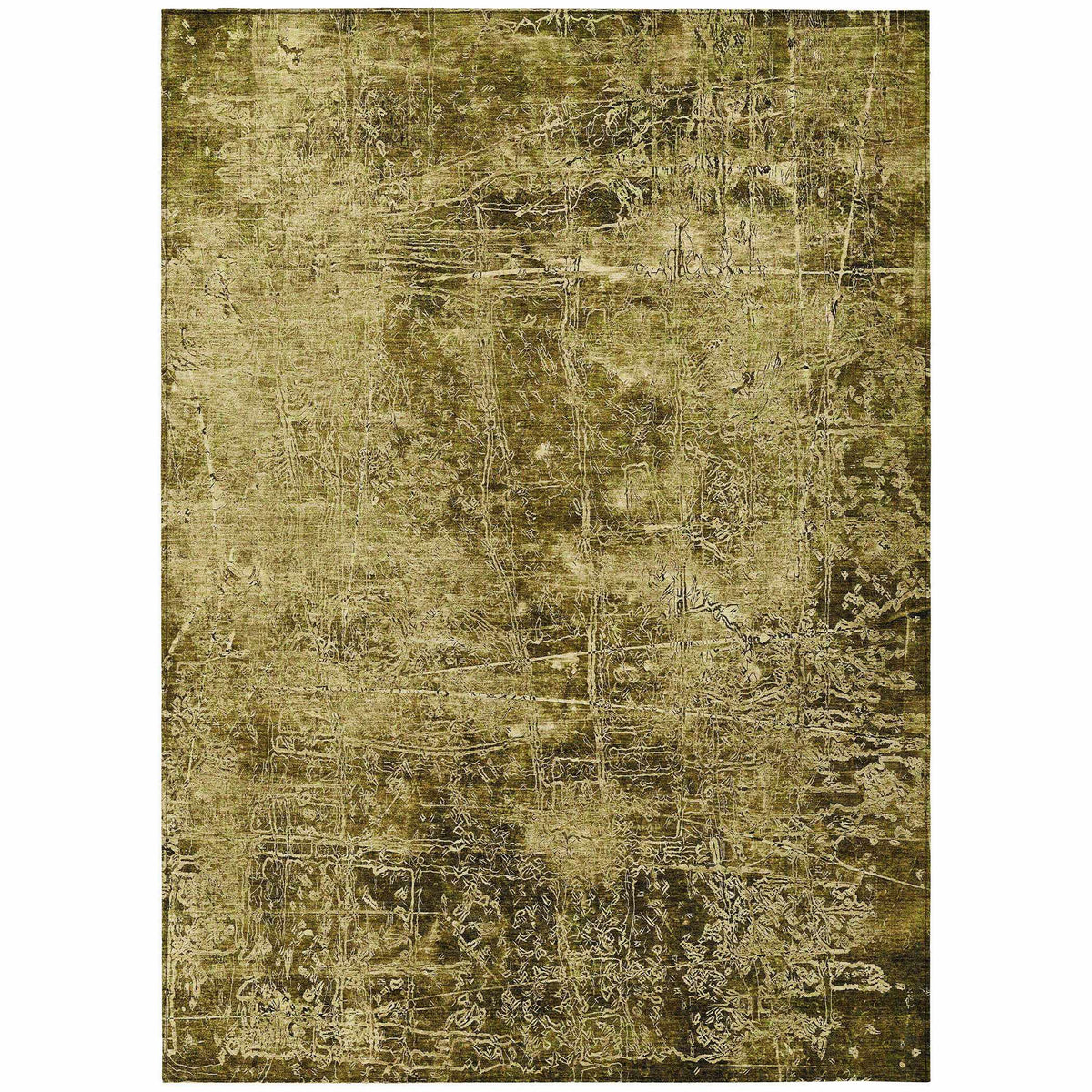 3' X 5' Green Abstract Washable Non Skid Indoor Outdoor Area Rug W2B
