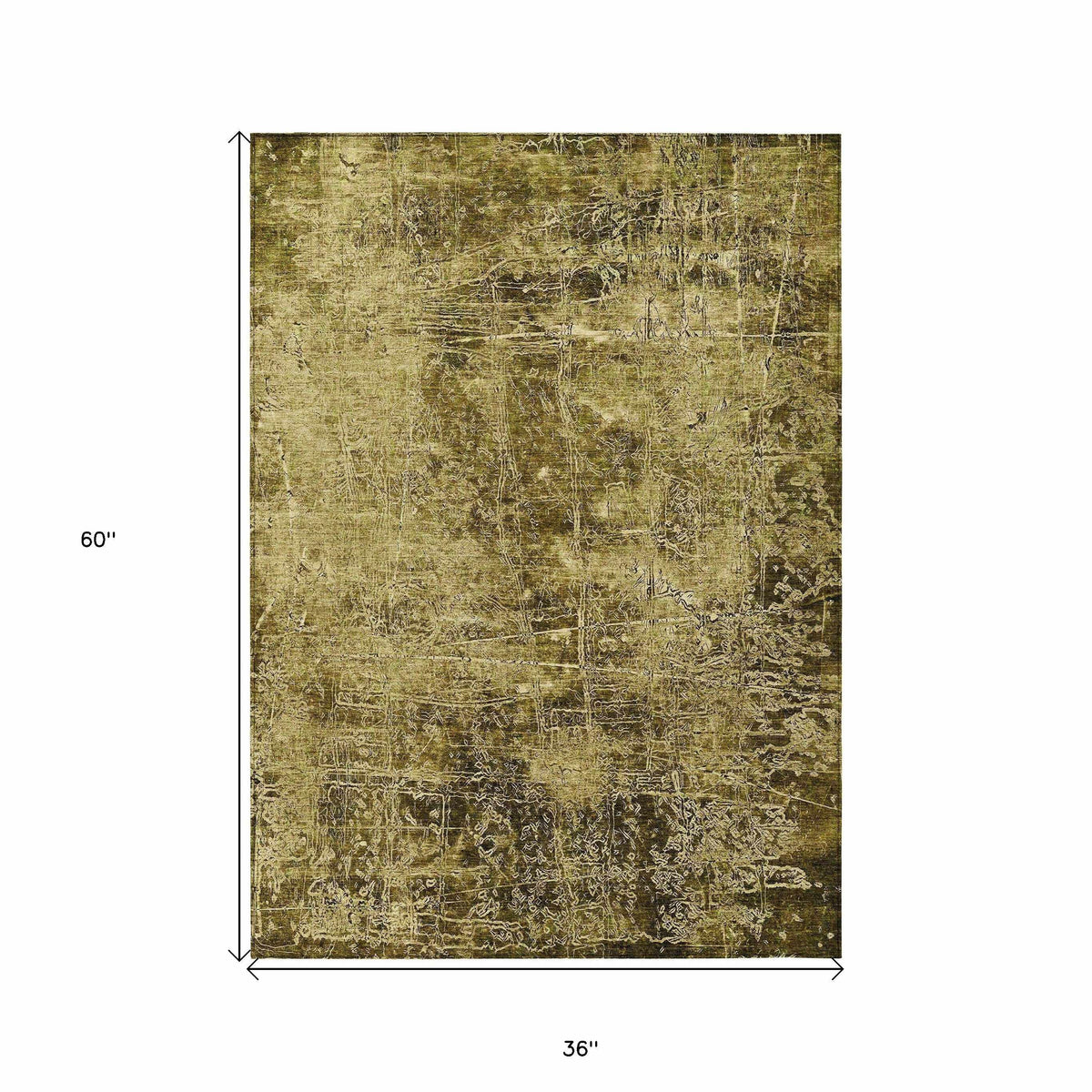 3' X 5' Green Abstract Washable Non Skid Indoor Outdoor Area Rug W2B