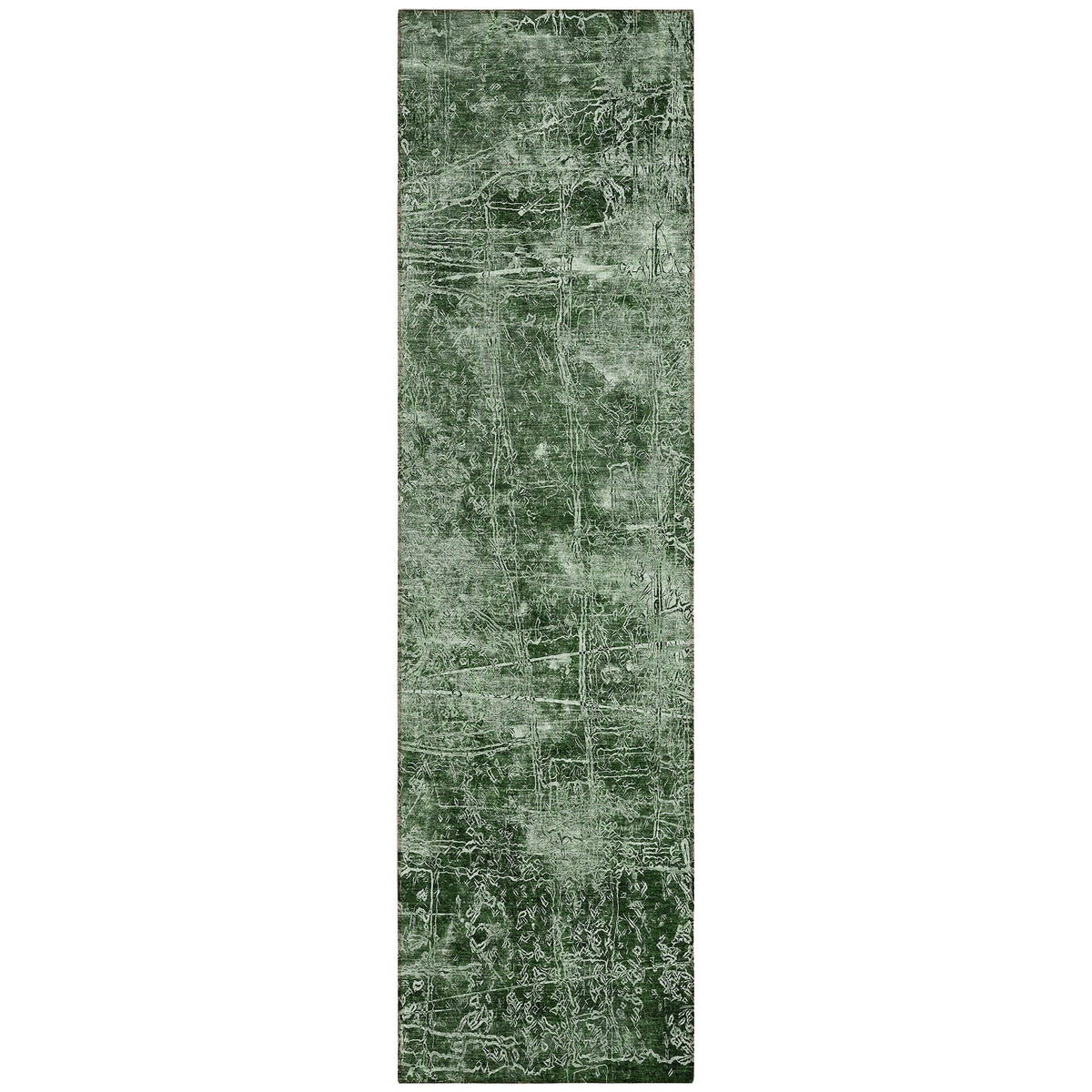 8' Runner Emerald Abstract Washable Non Skid Indoor Outdoor Runner Rug W2B