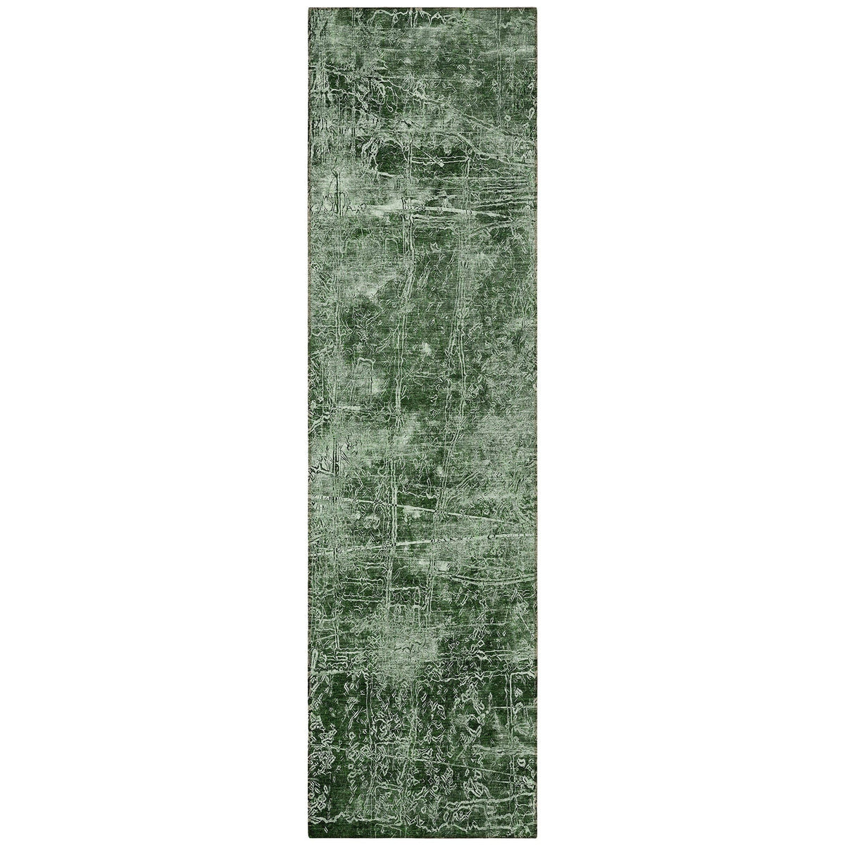8' Runner Emerald Abstract Washable Non Skid Indoor Outdoor Runner Rug W2B