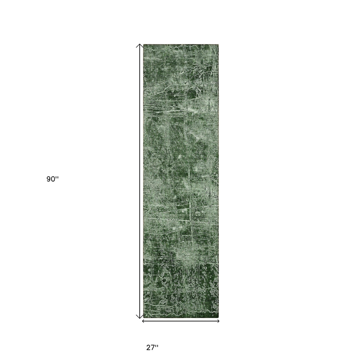8' Runner Emerald Abstract Washable Non Skid Indoor Outdoor Runner Rug W2B