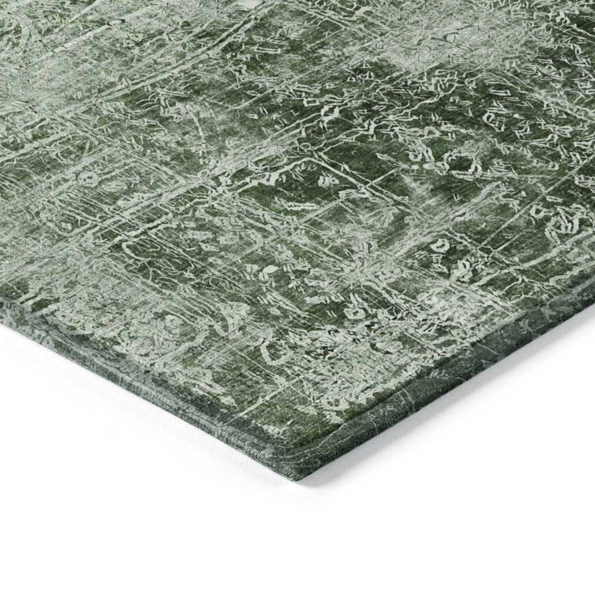 8' Runner Emerald Abstract Washable Non Skid Indoor Outdoor Runner Rug W2B