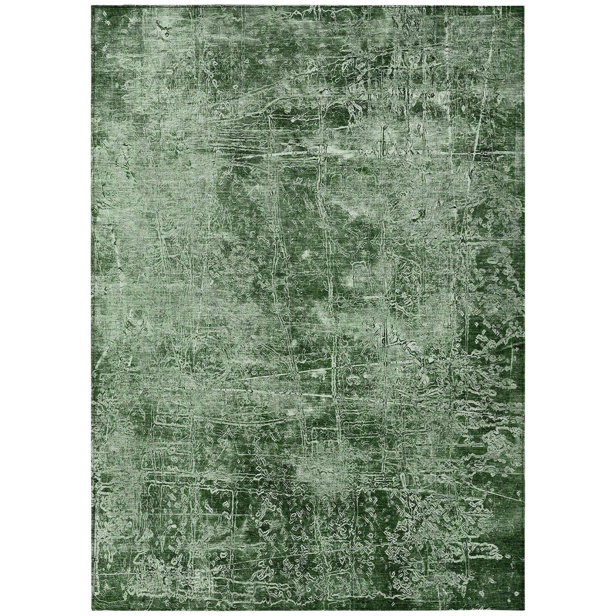 3' X 5' Emerald Abstract Washable Non Skid Indoor Outdoor Area Rug W2B