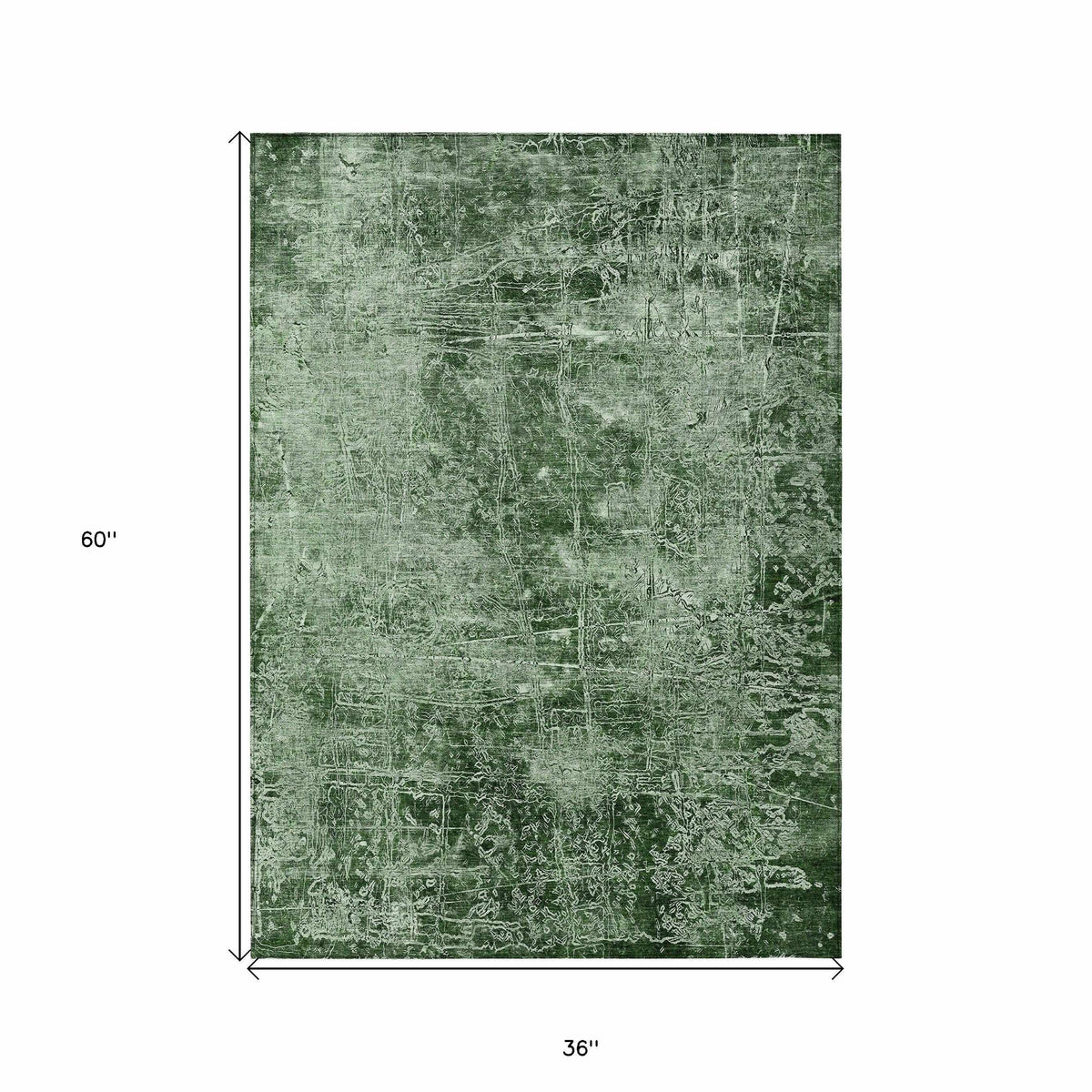 3' X 5' Emerald Abstract Washable Non Skid Indoor Outdoor Area Rug W2B
