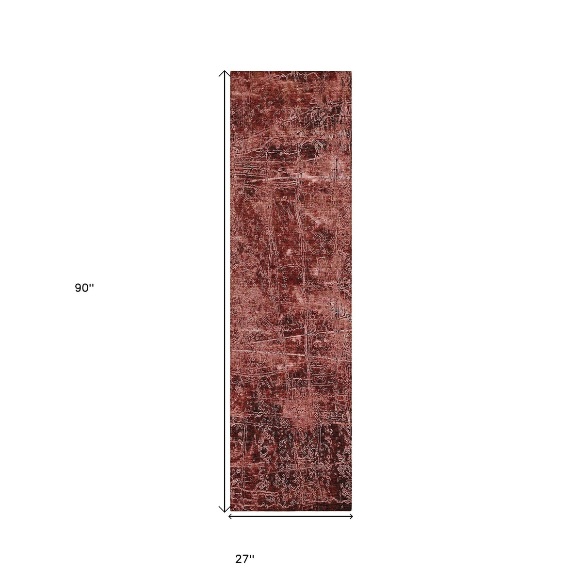 8' Runner Merlot Abstract Washable Non Skid Indoor Outdoor Runner Rug W2B