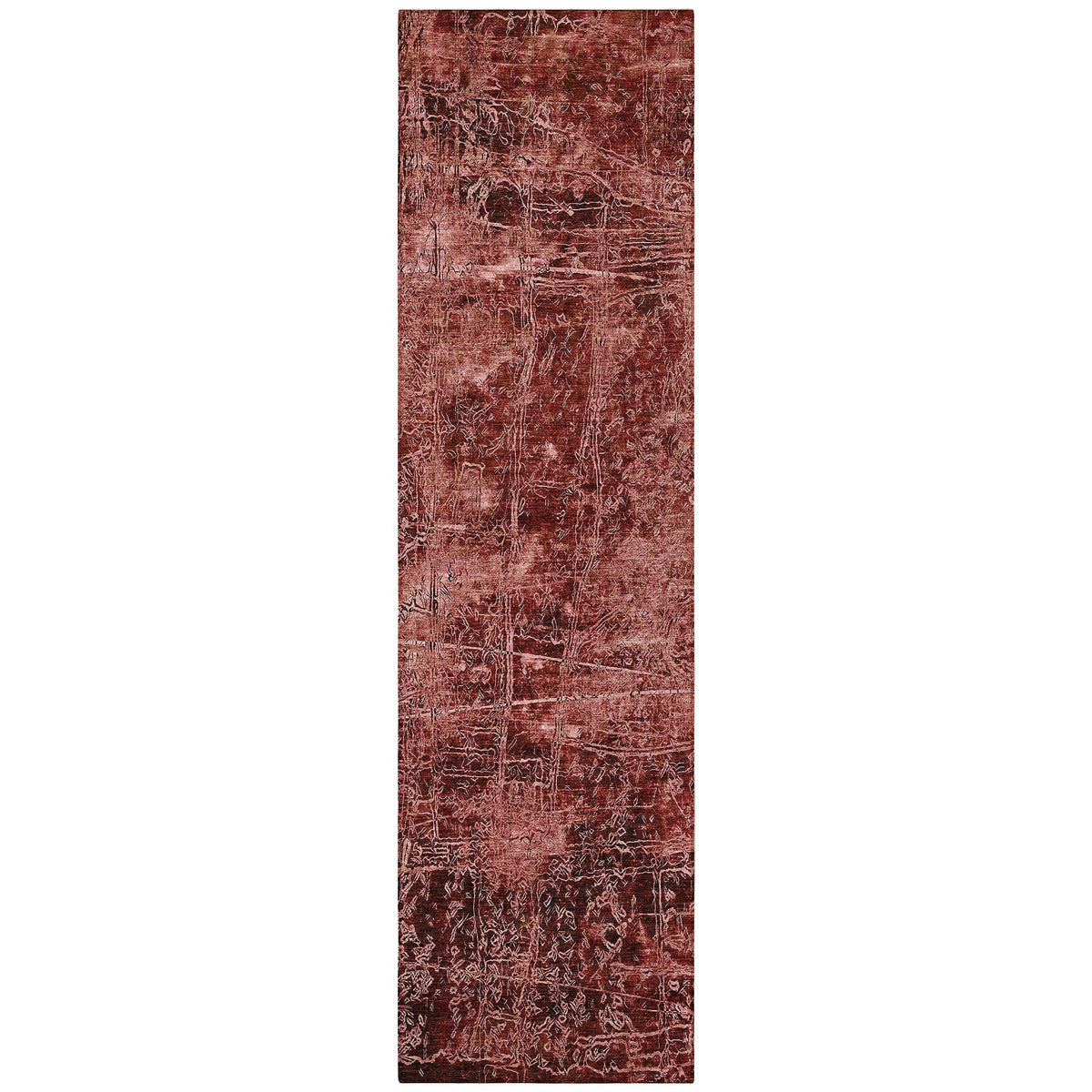 8' Runner Merlot Abstract Washable Non Skid Indoor Outdoor Runner Rug W2B