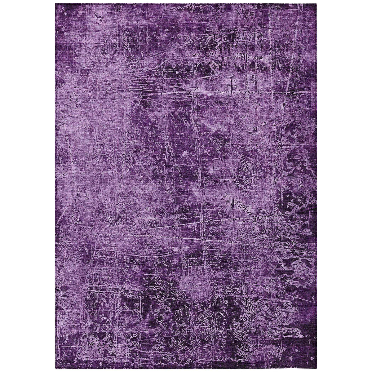 3' X 5' Purple Abstract Washable Non Skid Indoor Outdoor Area Rug W2B