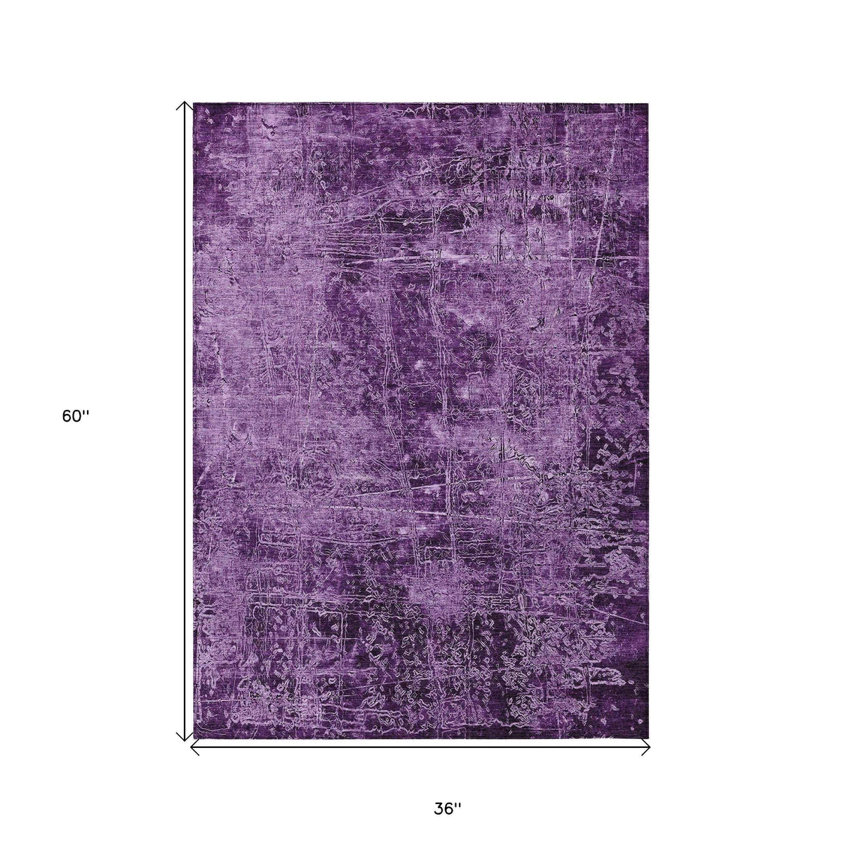 3' X 5' Purple Abstract Washable Non Skid Indoor Outdoor Area Rug W2B