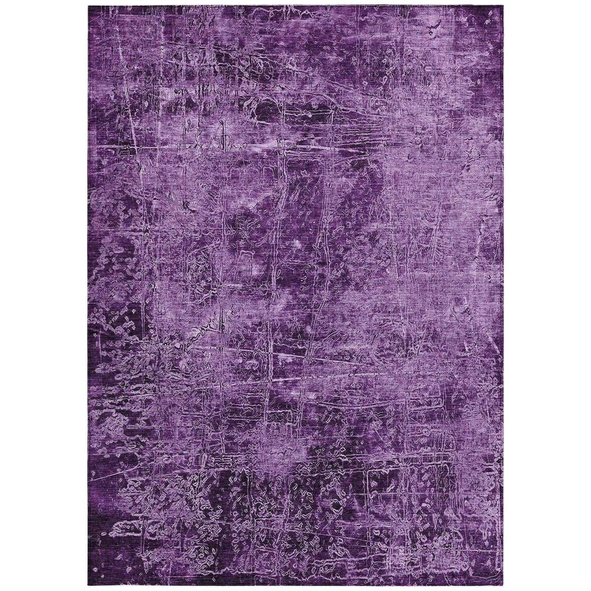3' X 5' Purple Abstract Washable Non Skid Indoor Outdoor Area Rug W2B