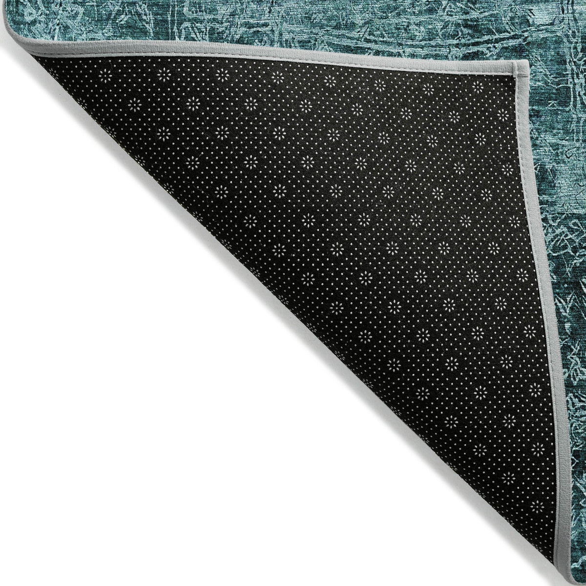 8' Runner Teal Abstract Washable Non Skid Indoor Outdoor Runner Rug W2B