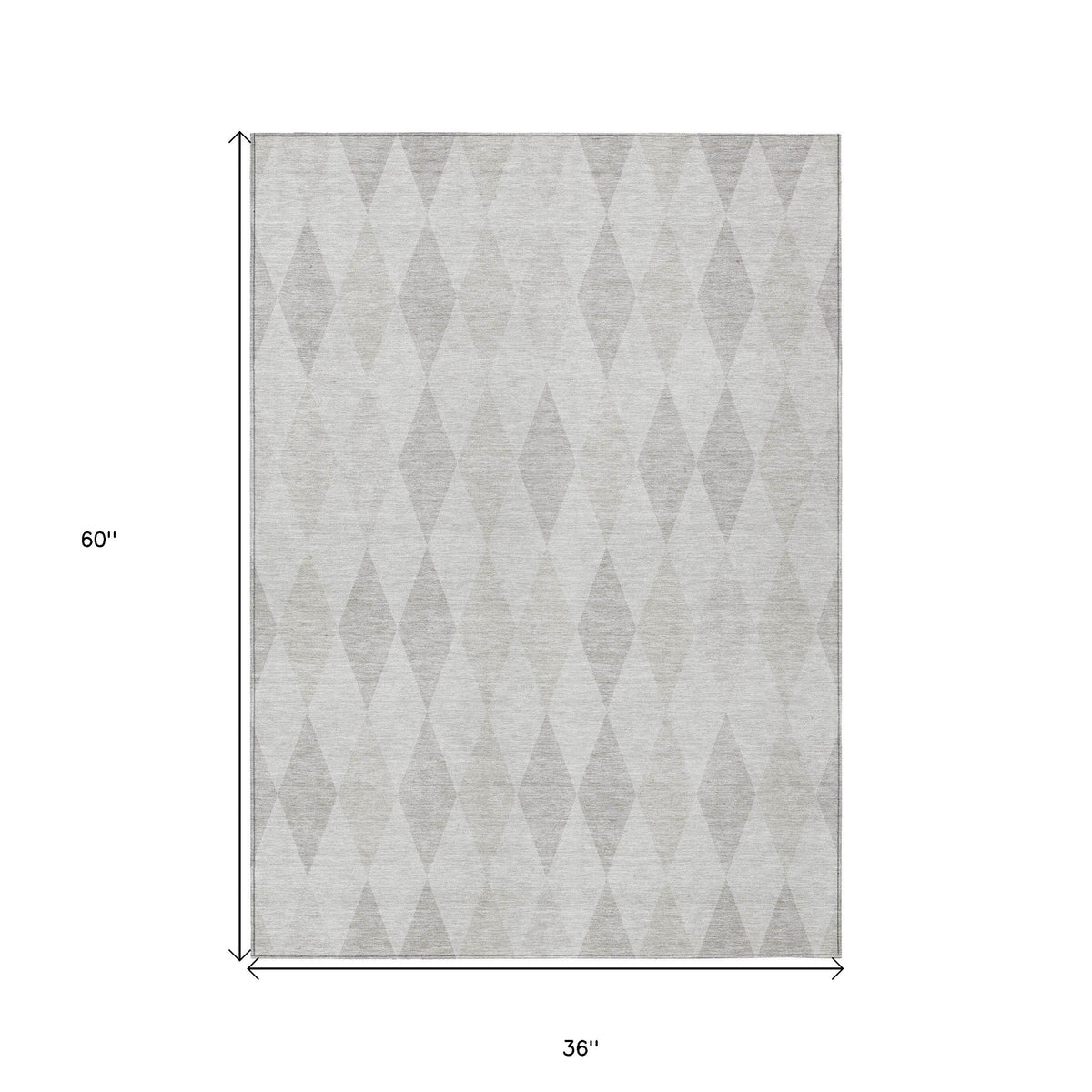 3' X 5' Gray Geometric Washable Non Skid Indoor Outdoor Area Rug W2B