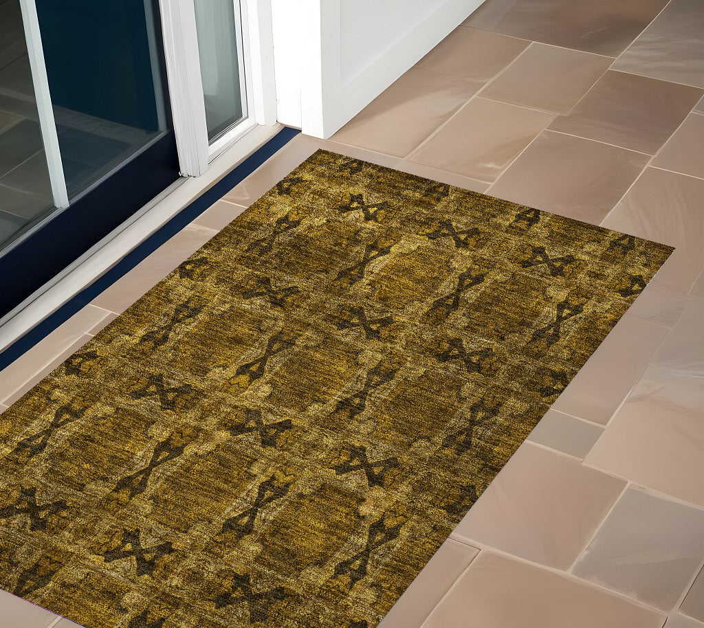 3' X 5' Chocolate Floral Medallion Washable Non Skid Indoor Outdoor Area Rug W2B