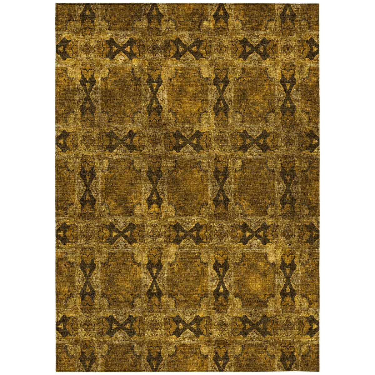 3' X 5' Chocolate Floral Medallion Washable Non Skid Indoor Outdoor Area Rug W2B