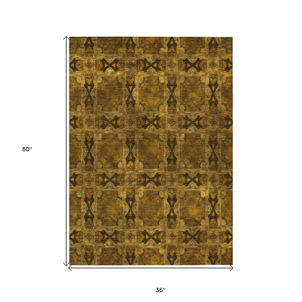 3' X 5' Chocolate Floral Medallion Washable Non Skid Indoor Outdoor Area Rug W2B