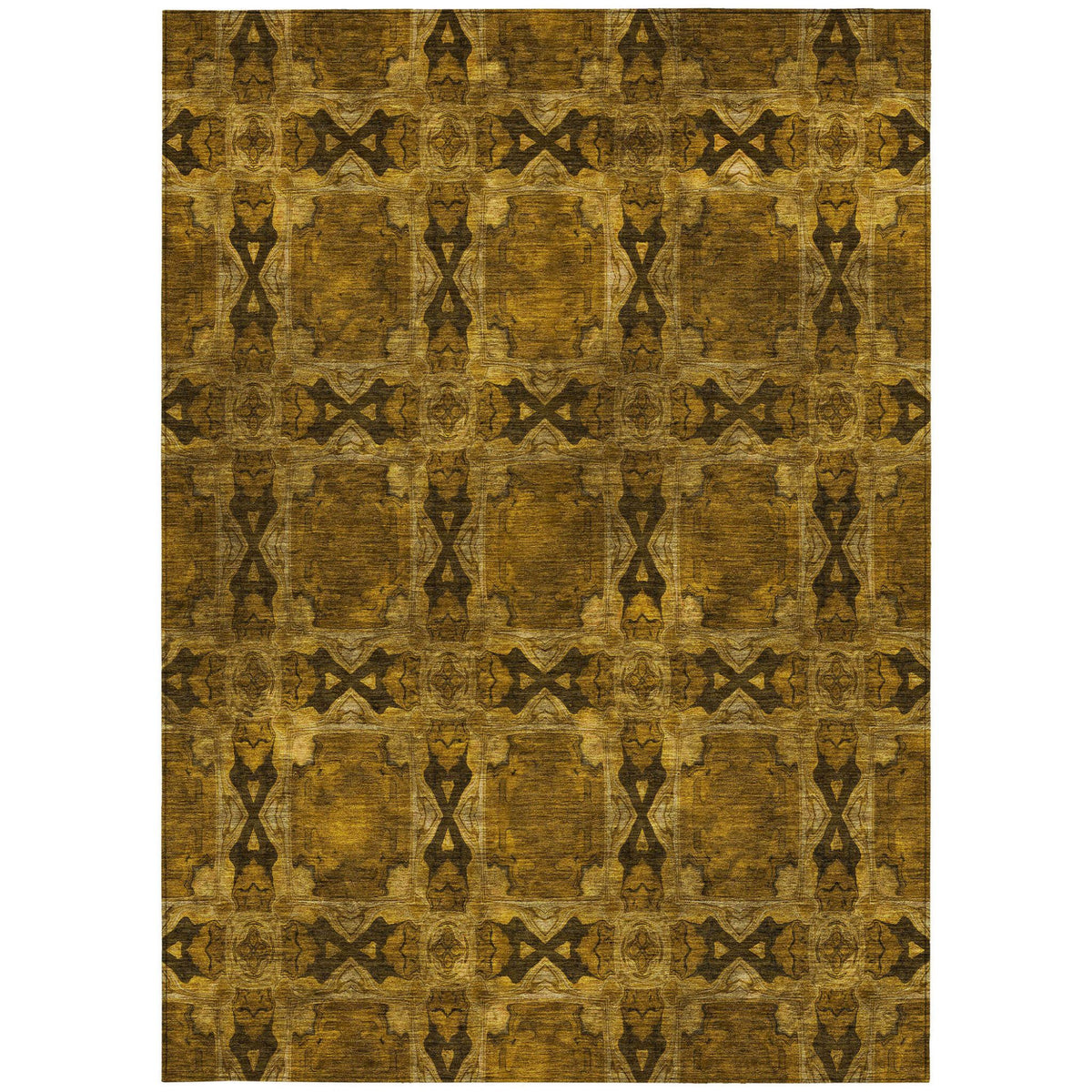 3' X 5' Chocolate Floral Medallion Washable Non Skid Indoor Outdoor Area Rug W2B