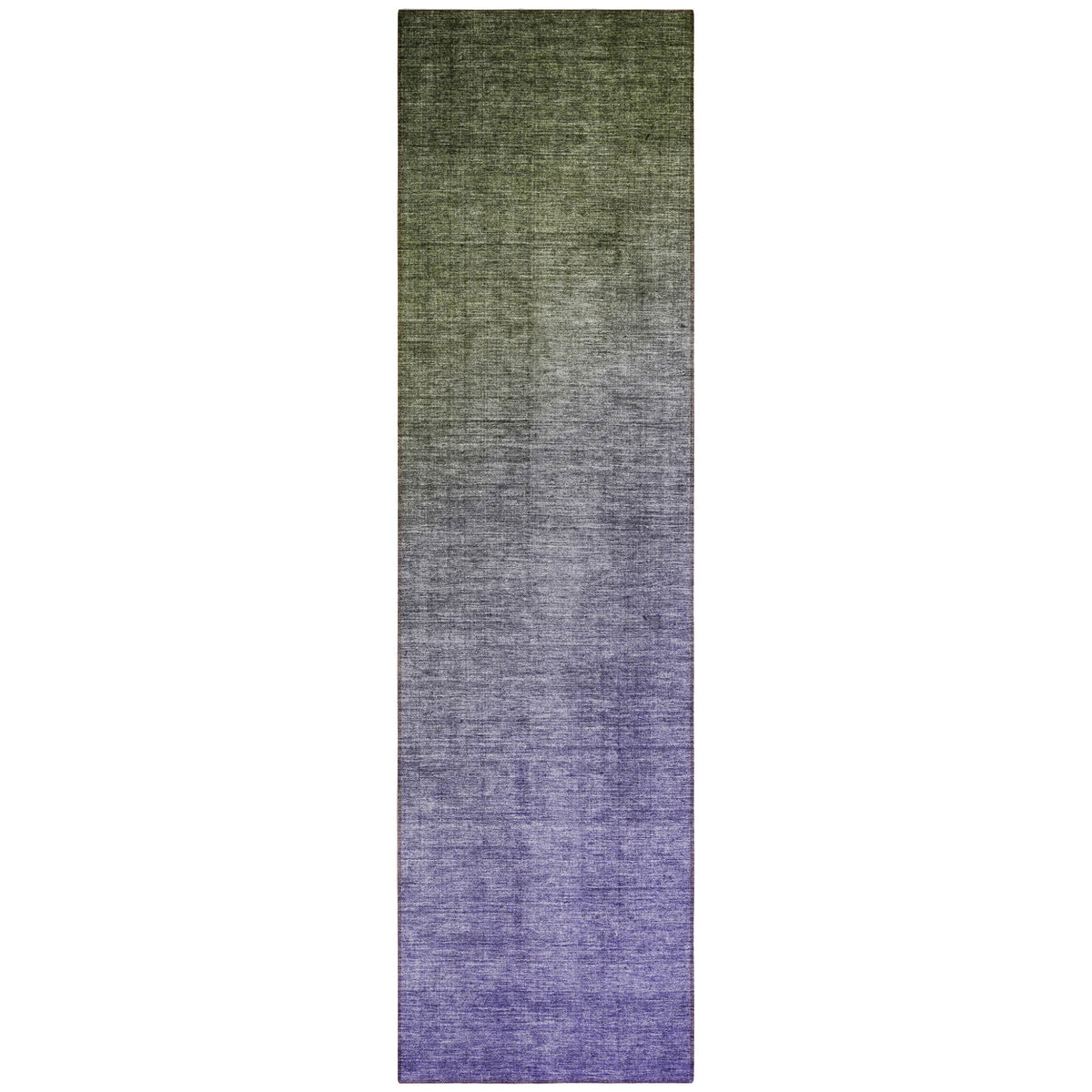 8' Runner Olive Green and Purple Ombre Washable Non Skid Indoor Outdoor Runner Rug W2B