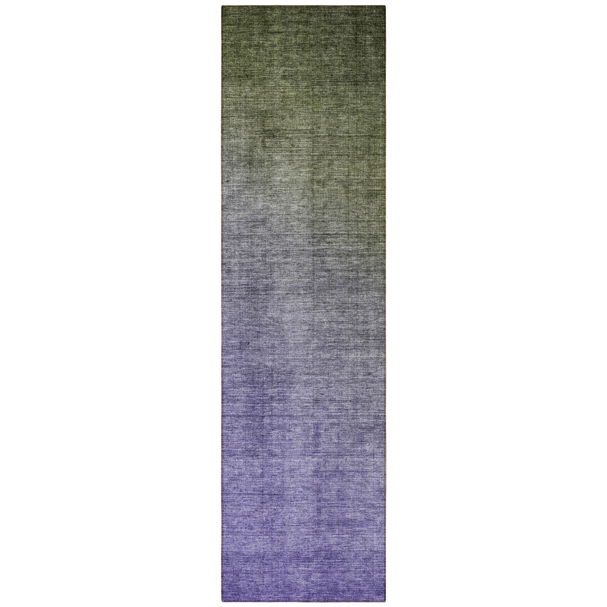 8' Runner Olive Green and Purple Ombre Washable Non Skid Indoor Outdoor Runner Rug W2B