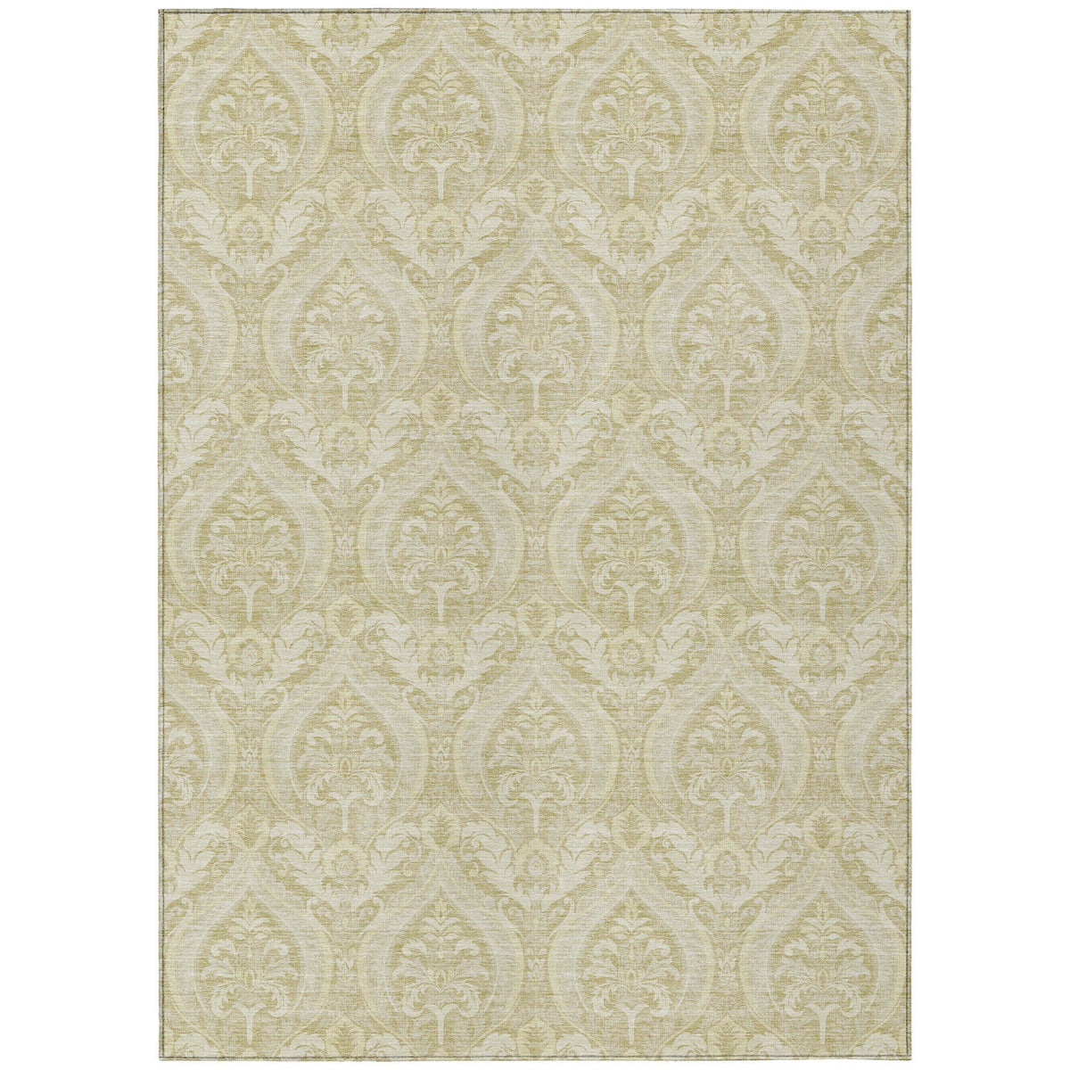 3' X 5' Light Green Damask Washable Non Skid Indoor Outdoor Area Rug W2B