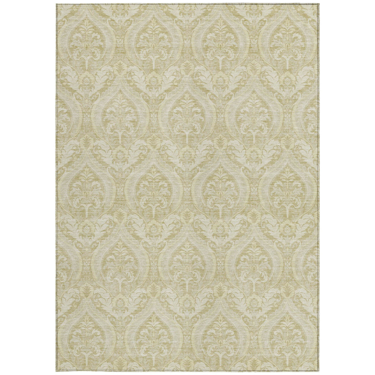 3' X 5' Light Green Damask Washable Non Skid Indoor Outdoor Area Rug W2B