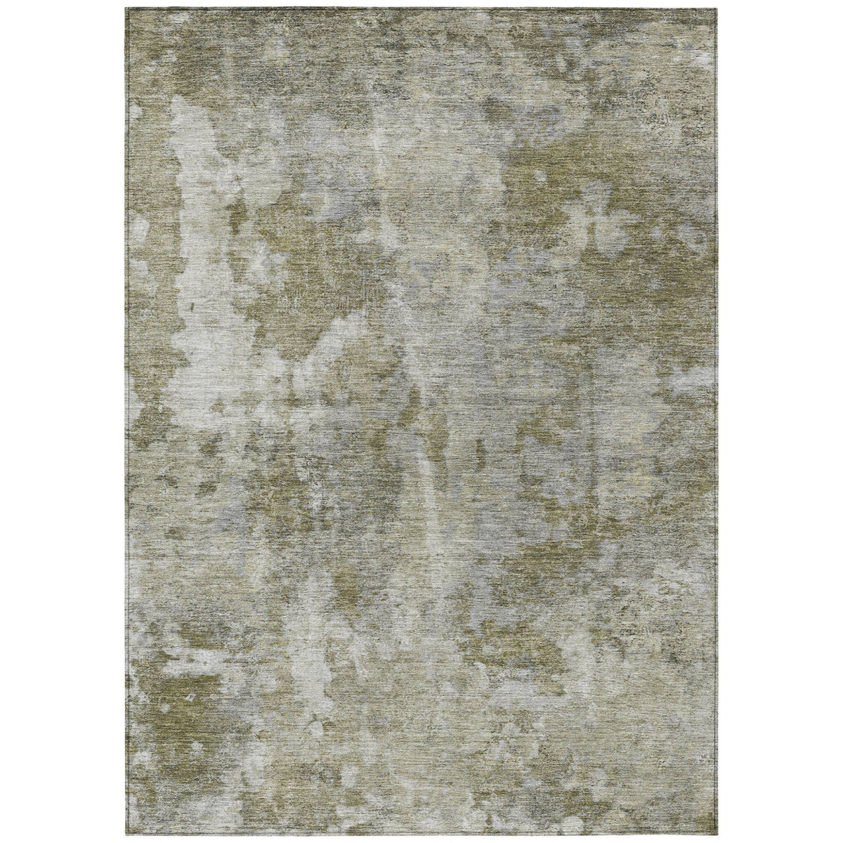3' X 5' Green Abstract Washable Non Skid Indoor Outdoor Area Rug W2B